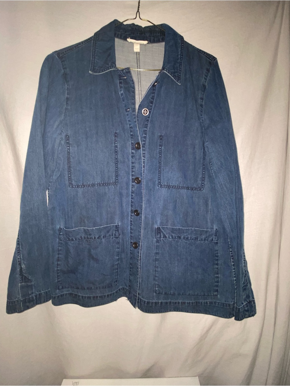 Eileen Fisher Denim Button-Front Jacket in Medium Blue
